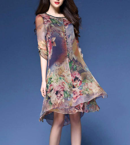 Womens Quarter Sleeve Floral Dress